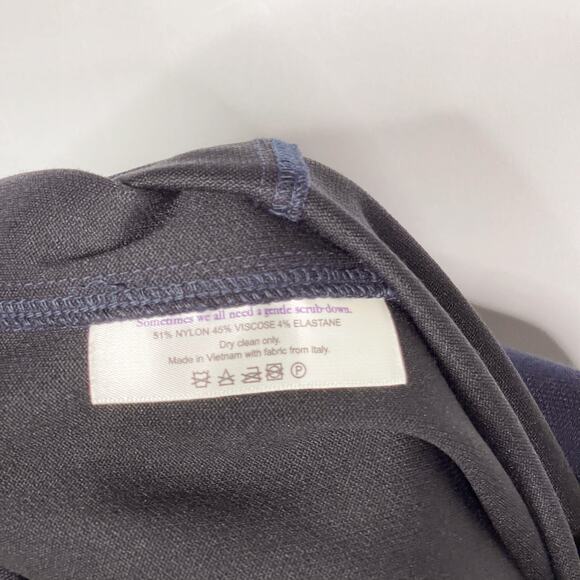 MM Lafleur +1 Navy Blue Textured Jacquard Knit Mini Skirt Zip Back Work Career - Picture 7 of 8